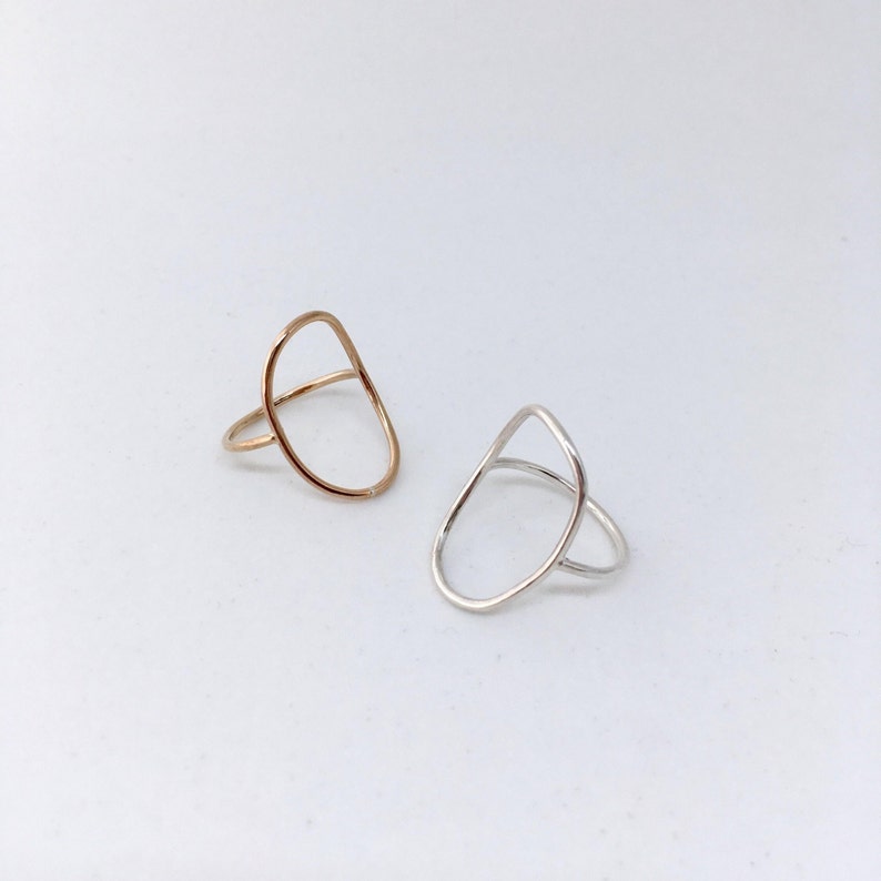 Oval Ring Sterling Silver Modern Ring Gold Minimalist Ring Statement Ring Open Fire Jewellery image 5