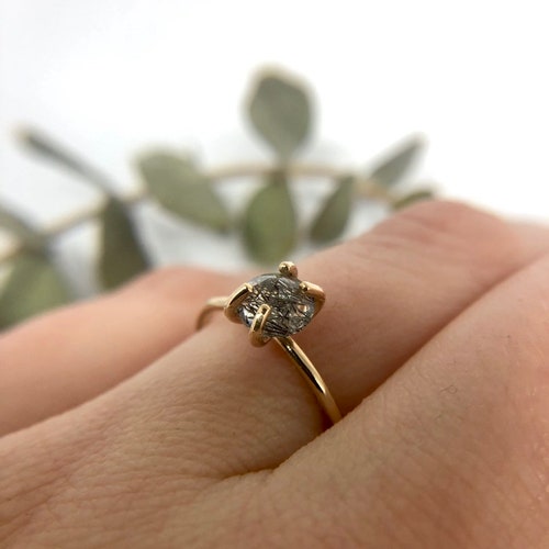 Tourmaline Quartz Ring | sterling silver quartz ring. 14K gold shops quartz ring. dainty quartz crystal ring. Open Fire. Open Fire Jewellery.