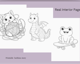 Libro para colorear imprimible para niños / Páginas para colorear fáciles para niños / Diseños sencillos y adorables / Libro para colorear de 5.5x8.5 / Descarga instantánea