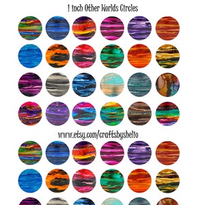 INSTANT DOWNLOAD 1 inch (25mm) circles Other Worlds Printable Digital collage sheet for glass or resin magnets key chains pendants bezel