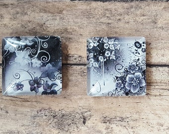 Glass Tile Magnets Pink Yellow Blue Flowers Geometric Third Anniversary Refrigerator Magnets Office Magnets School Locker Swag