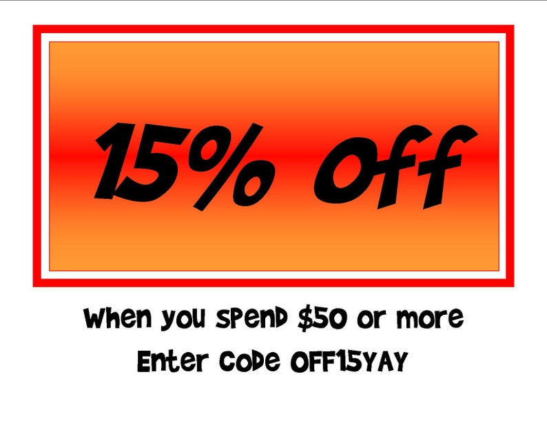 DISCOUNT CODE for multiple purchase at a time. Up to 15 off Etsy