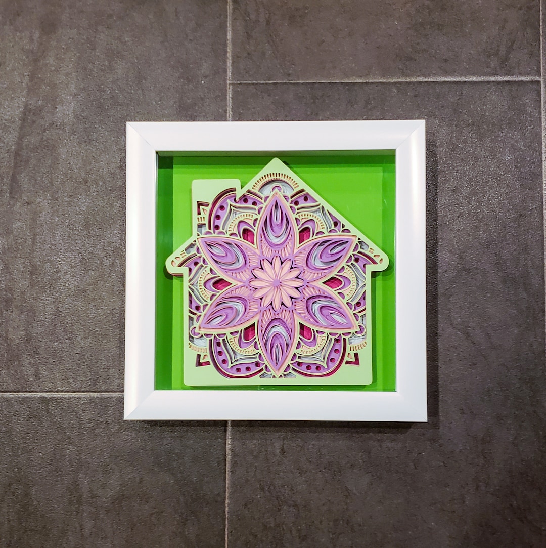3D Mandala Art – Pastel Colors House Home – 3D Layered Wall Art – White ...