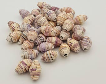 Tan Beige Cream Paper beads Paper Bead Jewelry Recycled Upcycled Loose Paper Beads Jewelry Supplies | Beading Supplies | Bicone