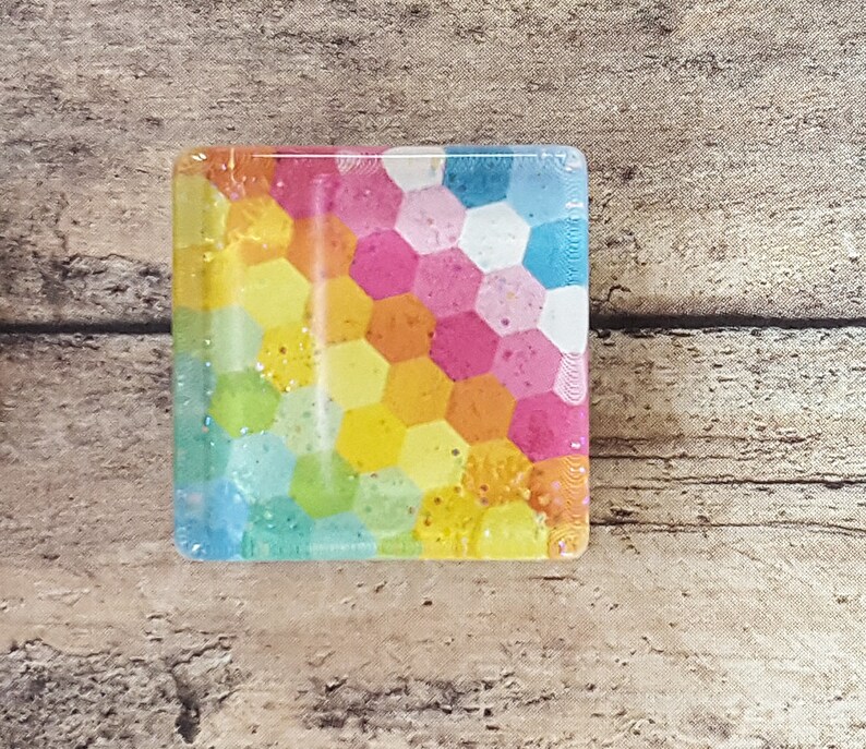Glass Tile Magnets Pink Yellow Blue Flowers Geometric Third Anniversary Refrigerator Magnets Office Magnets School Locker Swag