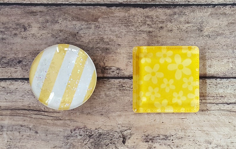 Glass Tile Magnets Pink Yellow Blue Flowers Geometric Third Anniversary Refrigerator Magnets Office Magnets School Locker Swag