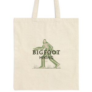 BIGFOOT TOTE BAG | Sasquatch Cotton Canvas Tote Bag | Big Foot Hiking Tote