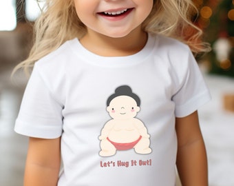 Adorable Baby Tshirt - Kawaii Sumo Graphic - Let's Hug It Out - Variety of Colors | Shirt for baby | cute baby cloths | Trendy Baby