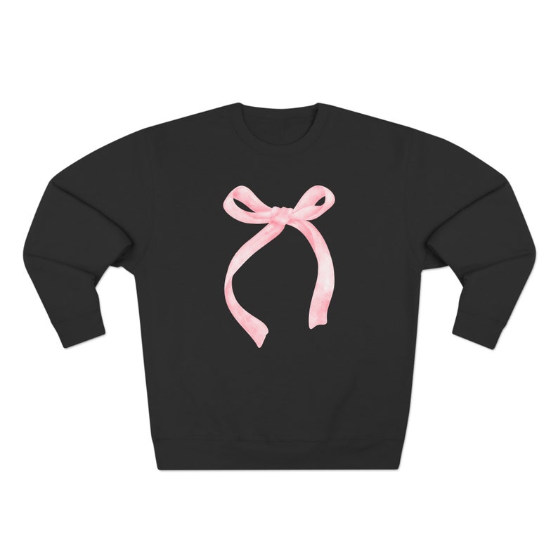 Pink Ribbon Bow Lane Seven Coquette Crewneck Sweater Softcore Aesthetic ...