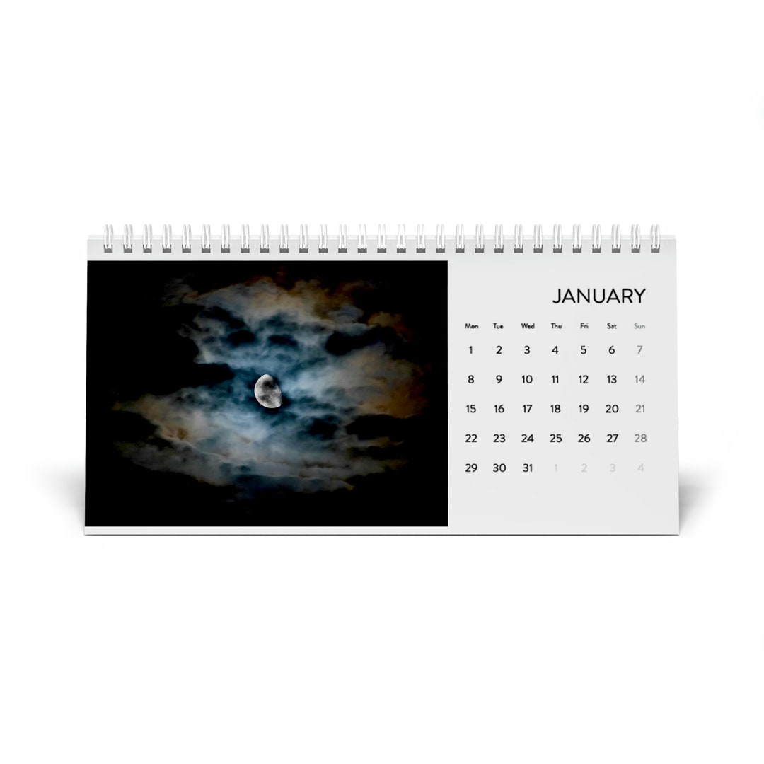 Moon Desk Calendar 2024 Grid 2024 Aesthetic Calendar Etsy Australia
