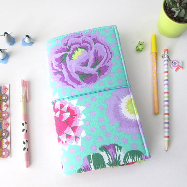 Regular Size Fauxdori : Midori notebook fabric cover, Flowery pattern