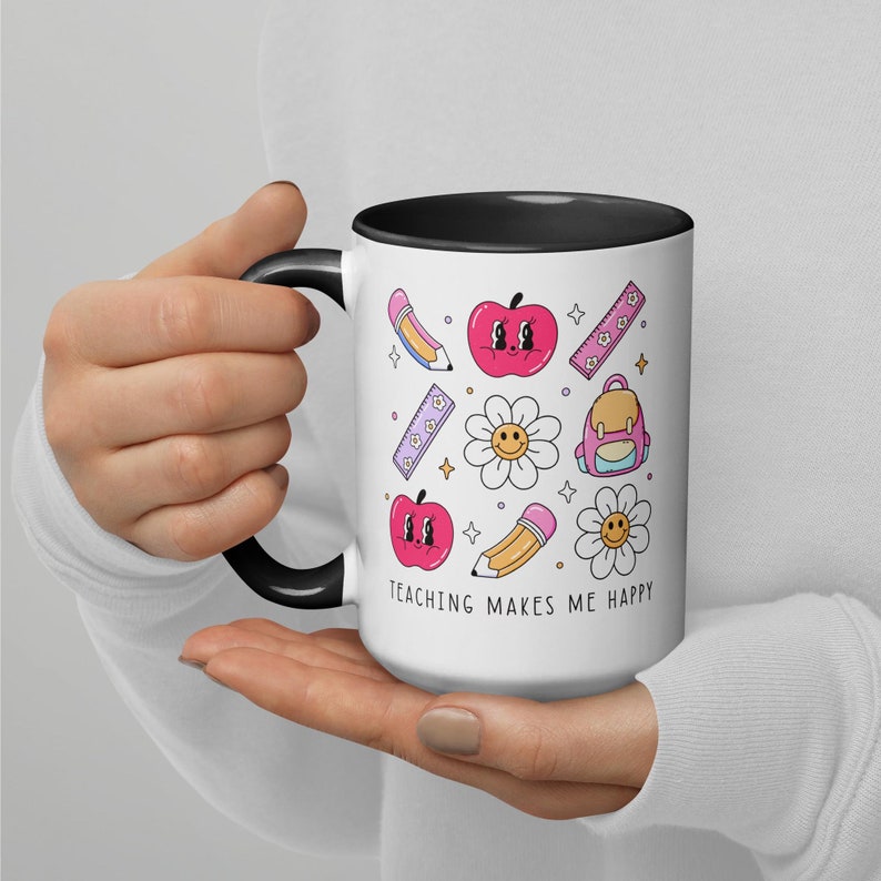 Teaching Makes Me Happy Mug, Holiday Educator Gift, Teacher Christmas