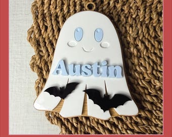 Spooky SVG Ghost and Bat Tag for Halloween Crafts - Commercial Use License Included