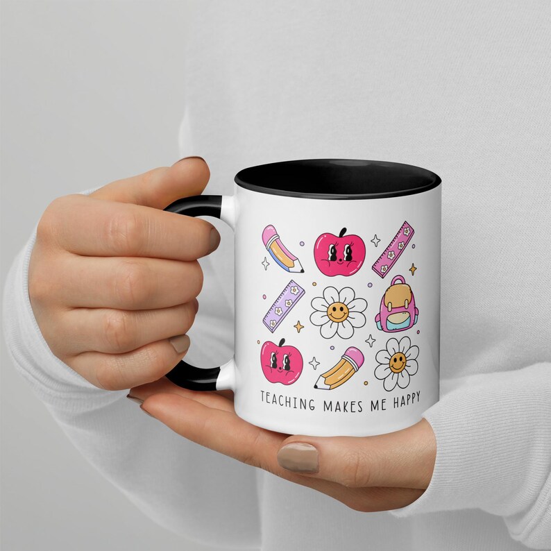 Teaching Makes Me Happy Mug, Holiday Educator Gift, Teacher Christmas