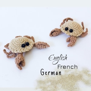 Crab Crochet Pattern PDF – Small Amigurumi Sea Animal, Cute Summer Keychain, Miniature Marine Toy – English, German, French