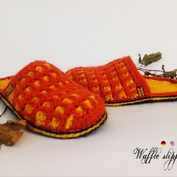 Crochet Waffle slippers * Pdf file pattern * DIY house shoes * Crochet clogs