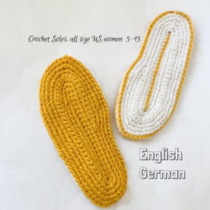 Crochet Sole Pattern: Real Shape, Sizes 5–13 – Easy with 4 Basic Stitches (PDF)