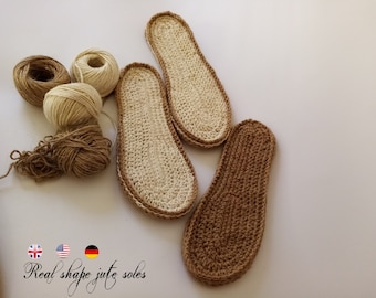 Twine Jute Soles * Pdf file pattern * Espadrilles Soles * Rope sole * Real shape sole