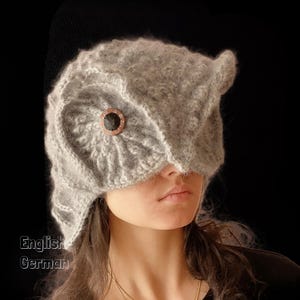 OWL hat crochet pattern * Realistic owl hat * Funny winter hat
