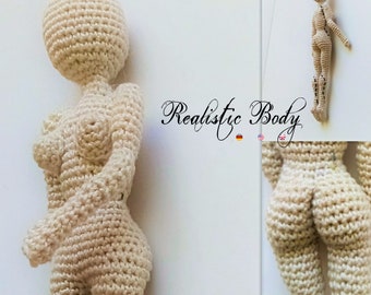 Realistic Doll Base Body Female * Crochet Pdf file pattern * Amigurumi doll