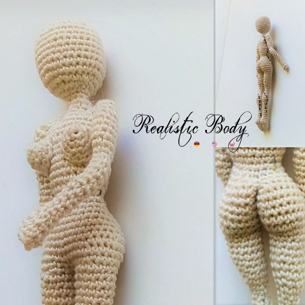 Corps féminin de base de poupée réaliste * Modèle de fichier Pdf au crochet * Poupée Amigurumi