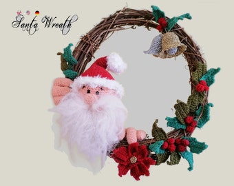 Santa Wreath * Pdf file pattern * Christmas door decor * Xmas decorations * Front door wreath