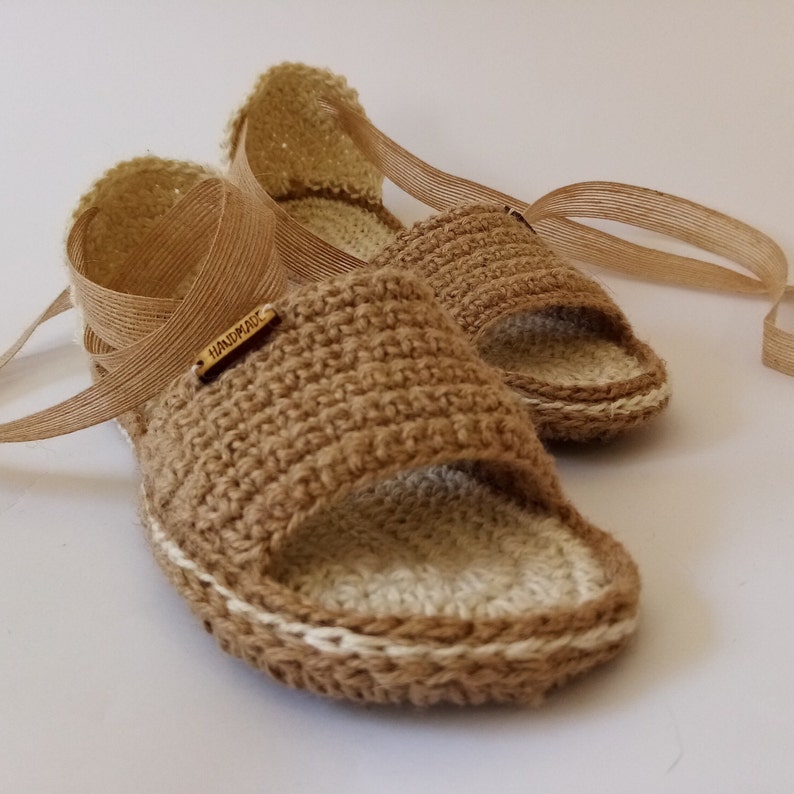 Beach Jute Sandals Pdf file pattern Summer crochet shoes Gladiator sandals Real shape soles image 7