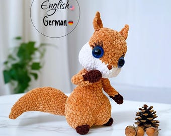 Haakpatroon voor een eekhoorn zonder naaien | Pluche amigurumi PDF | Woolaymo