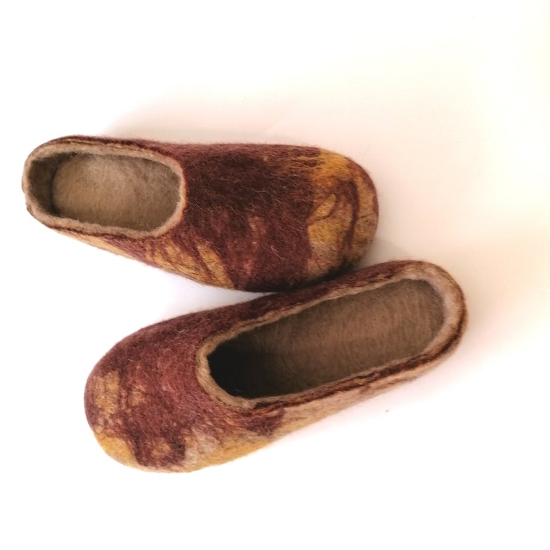 Felt Wool Slippers With Rubber Sole Handmade Slippers Wool Etsy