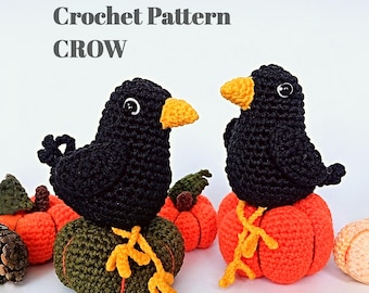 Häkelanleitung für eine Krähe mit Video-Tutorial | Krähe & Kürbisse (Amigurumi-PDF)