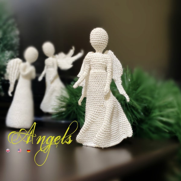 Angel * Crochet Pdf file pattern * Praying angel * Angel with spread wings * Amigurumi doll