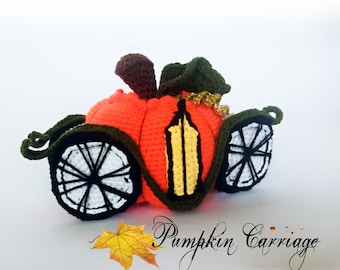Pumpkin Carriage * Pdf file crochet pattern * Fall decor * Halloween pumpkins * Cinderella Carriage