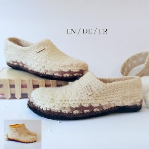 Pantuflas de ganchillo - Mocasines o botas: Patrón de ganchillo fácil en PDF (inglés, alemán, francés)