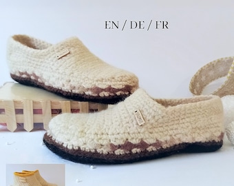 Crochet slippers - Moccasins or Boots: Easy Pdf crochet pattern (English, German, French)