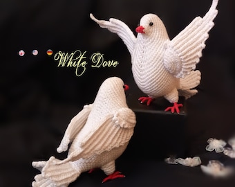 White Dove* Crochet PDF pattern * Nuptial pigeon * Pigeon wedding Dove* Dove of peace * Pigeons love