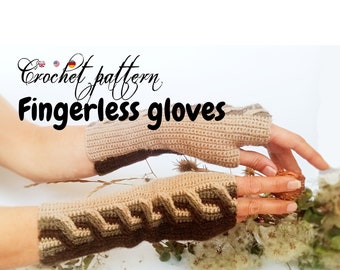 Fingerless Gloves * Pdf file pattern * Women fingerless mitts * Crochet horizontal cables