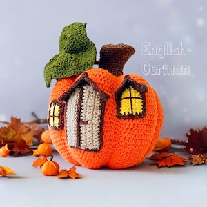 Kürbis Haus Häkelanleitung PDF • Herbst Amigurumi Dekor • Halloween Kürbis Anleitung • Herbst Dekoration • Sofort Download