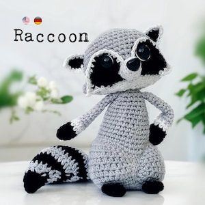 Patron au crochet raton laveur : tutoriel animal en peluche Amigurumi - fil de velours ou de coton (PDF)