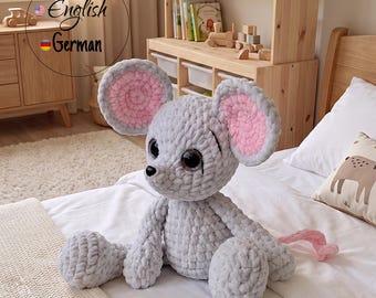 Modello per topo di peluche all'uncinetto / Amigurumi a bassa cucitura PDF / WoolayMo