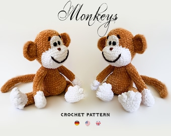 Monkey plush toy * Crochet Pdf pattern * amigurumi toy * Velvet yarn crochet pattern