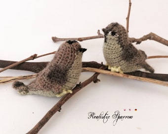 Realistic Sparrow * Real birds * Crochet Pdf pattern * Amigurumi toy * Decor