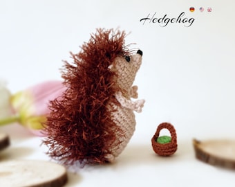 Padrão de crochê para ouriço pequeno: brinquedo amigurumi com costura baixa ou decoração de primavera (PDF)