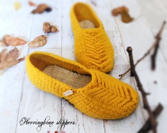 Crochet Herringbone slippers * Pdf file pattern * DIY house shoes