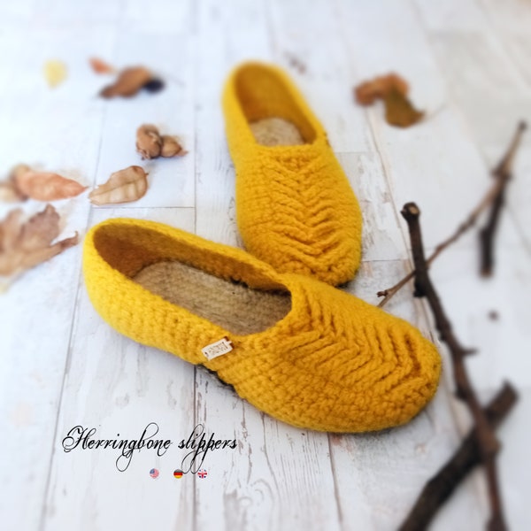 Crochet Herringbone slippers * Pdf file pattern * DIY house shoes