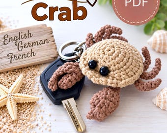 Crab Crochet Pattern & Video Tutorial, Mini Amigurumi Keychain PDF