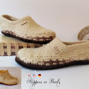 Crochet slippers Moccasins or Boots Easy Pdf crochet pattern Afghan yarn image 1