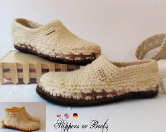 Crochet slippers * Moccasins or Boots * Easy Pdf crochet pattern * Afghan yarn