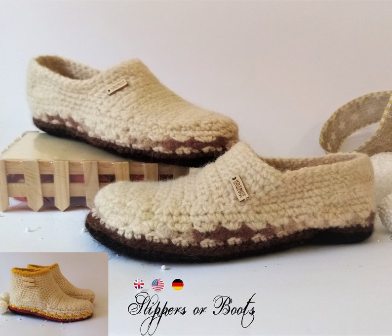 Crochet slippers Moccasins or Boots Easy Pdf crochet pattern Afghan yarn image 1