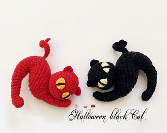 Halloween Black cat * Pdf file pattern * Halloween keychain* amigurumi black cat