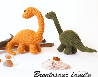 Padrão de crochê da família brontossauro * Brinquedo amigurumi dinossauro